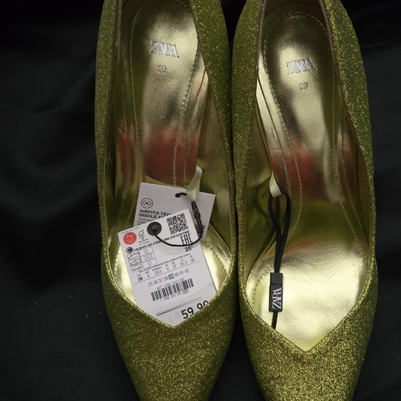 NWT Zara Wickedly Good Sparkling Green Heels - Picture 7 of 14